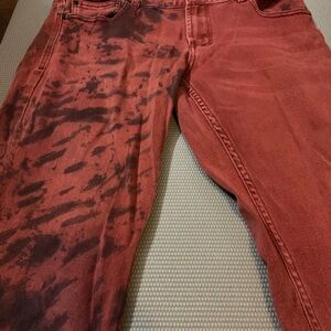 Custom Red and Black two tone RUDE tiger print Jeans Size 32